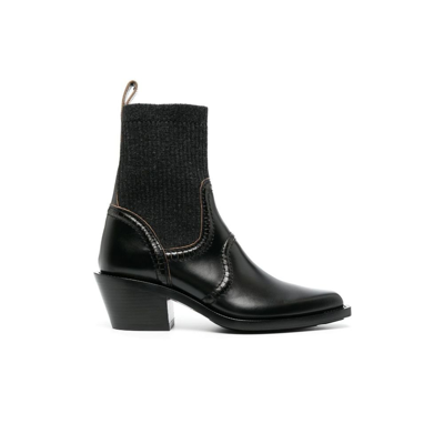 Shop Chloé Black Nellie 50 Leather Ankle Boots