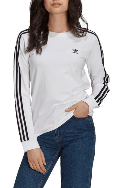 Adidas Originals Adicolor Three Stripe Long Sleeve T-shirt In White |  ModeSens