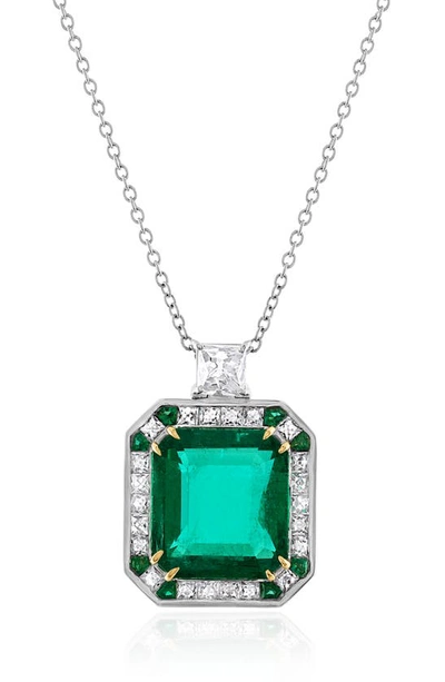 Shop Mindi Mond Emerald & Diamond Pendant Necklace In Em/ Dia/ 18k