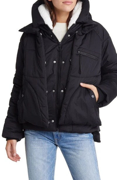 Shop Avec Les Filles Thermalpuff™ Hooded Utility Puffer Jacket In Black