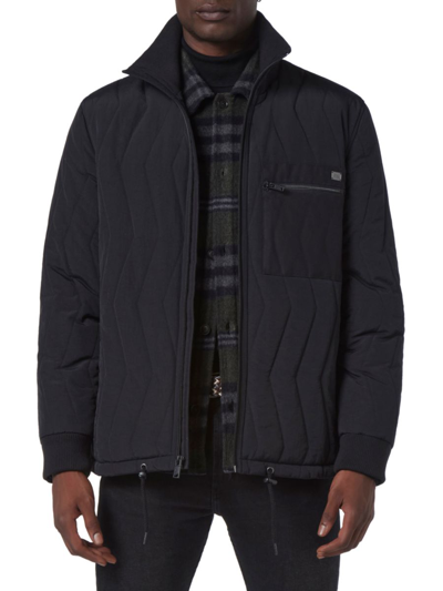 Shop Andrew Marc Men's Floyd Zigzag Quilted Jacket In Black