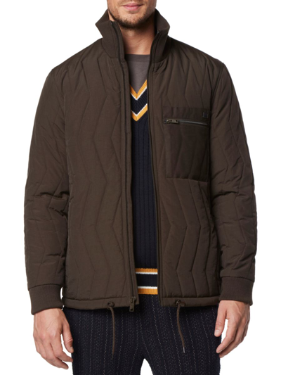 Shop Andrew Marc Men's Floyd Zigzag Quilted Jacket In Olive