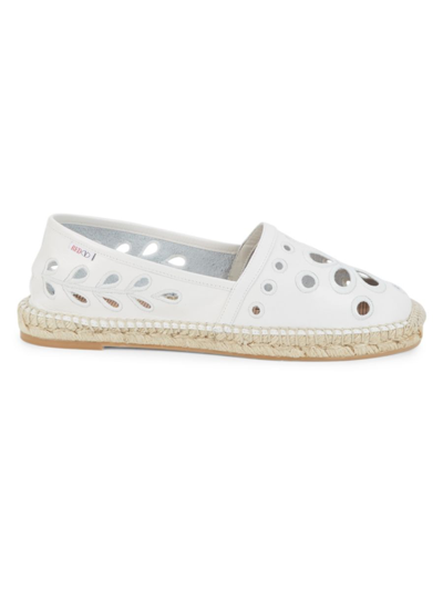 Shop Red Valentino Women's Floral Leather Espadrilles In Ivory
