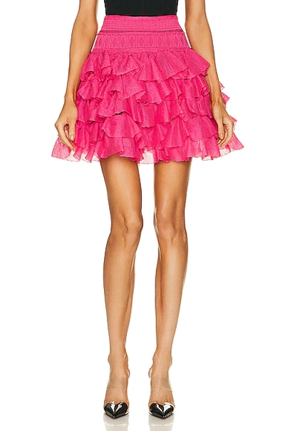 Shop Alaïa Ruffle Skirt In Fuchsia