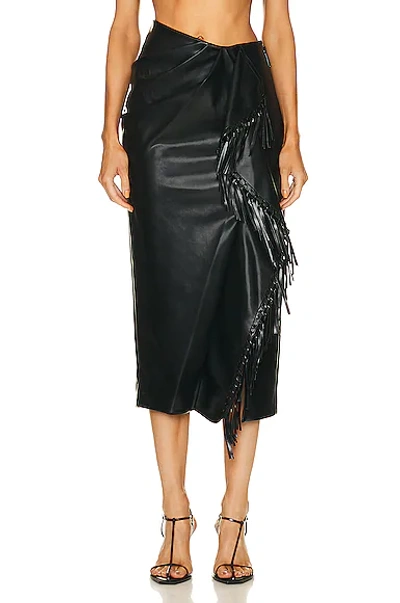 Shop Jonathan Simkhai Sabine Fringe Wrap Skirt In Black