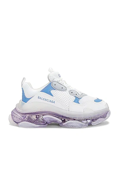 Shop Balenciaga Triple S Clear Sole Sneaker In Light Blue  Grey  Lilac & White
