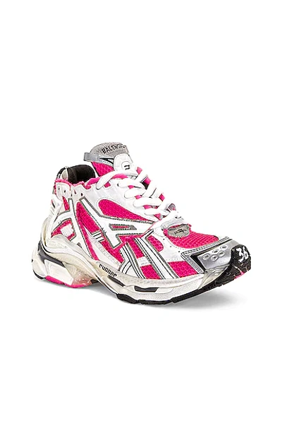 Shop Balenciaga Runner Sneaker In White  Fluo Pink  Grey  & Black