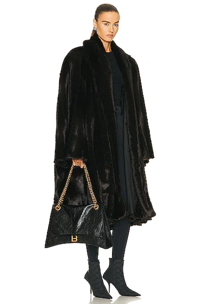 Shop Balenciaga Large Crush Chain Shoulder Bag In Black