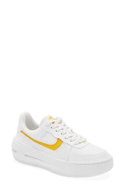 Shop Nike Air Force 1 Plt.af.orm Sneaker In White/ Yellow/ Ochre