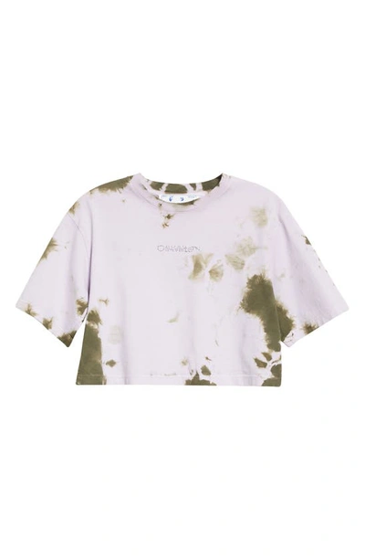 Shop Off-white Embellished Bling Logo Tie Dye Crop T-shirt In Military Lila
