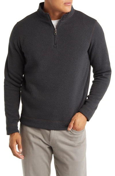 Shop Peter Millar Quarter Zip Fleece Sweatshirt In Black