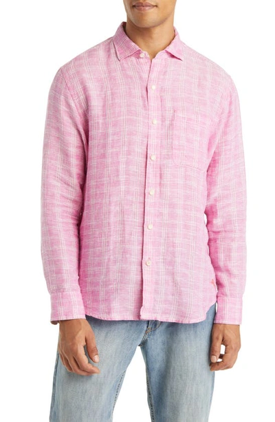 Shop Tommy Bahama Ventana Plaid Linen Button-up Shirt In Very Berry