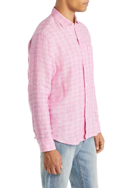 Shop Tommy Bahama Ventana Plaid Linen Button-up Shirt In Very Berry