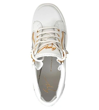 Shop Giuseppe Zanotti Leather Wedge Trainers In White