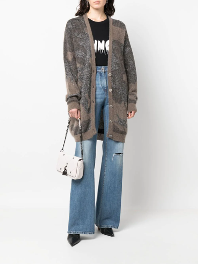 John Richmond Panelled Knit V-neck Cardigan In Brown