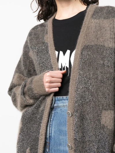 John Richmond Panelled Knit V-neck Cardigan In Brown