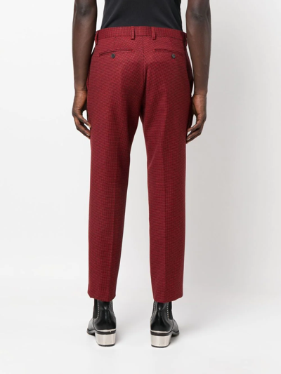 Shop John Richmond Houndstooth Straight Leg Trousers In Red