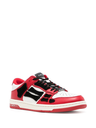 Amiri Skel Bones Low Top Leather Sneakers In Red | ModeSens