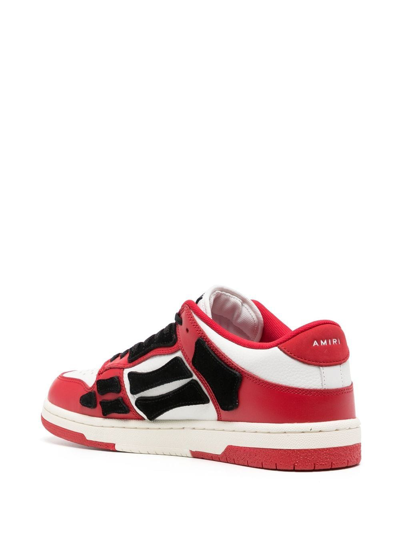 Amiri Skel Bones Low Top Leather Sneakers In Red | ModeSens