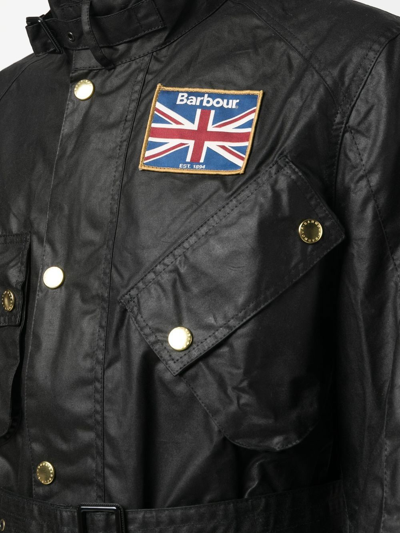 Barbour International Union Jack Wax Jacket In Schwarz