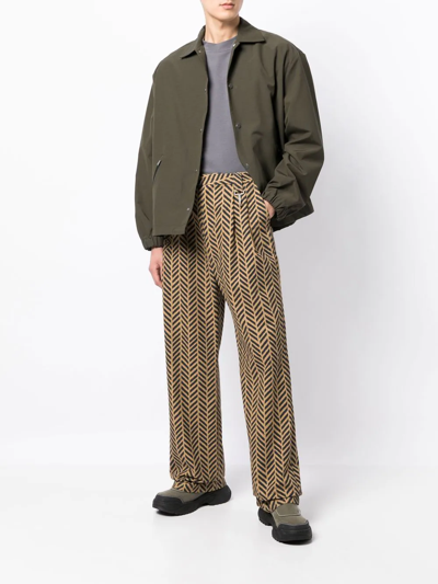 Shop Reese Cooper Chevron Four-pocket Straight Trousers In Brown