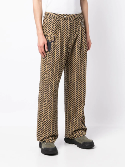 Shop Reese Cooper Chevron Four-pocket Straight Trousers In Brown