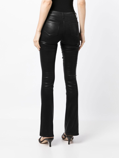 L Agence Selma Boot-cut Waxed Jeans In Schwarz