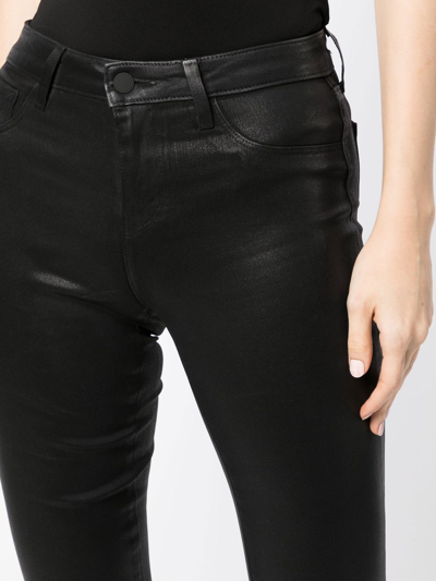 L Agence Selma Boot-cut Waxed Jeans In Schwarz
