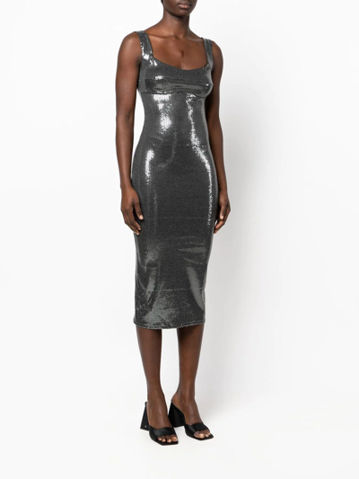 Atu Body Couture Sequinned Bodycon Midi Dress In Grau