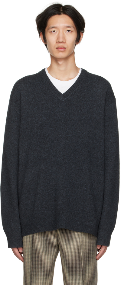 Shop Acne Studios Gray V-neck Sweater In Aa2 Anthracite Grey