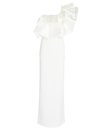 Shop Solace London Ellis One-shoulder Satin-crepe Maxi Dress In White