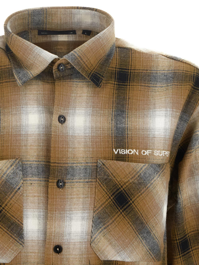 Shop Vision Of Super Checked Shirt In Green