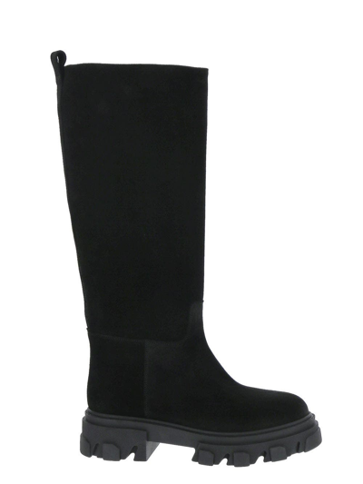 Gia Borghini Black Slip-on Boots With Chunky Sole In Black
