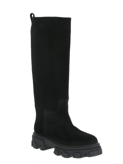 Gia Borghini Black Slip-on Boots With Chunky Sole In Black