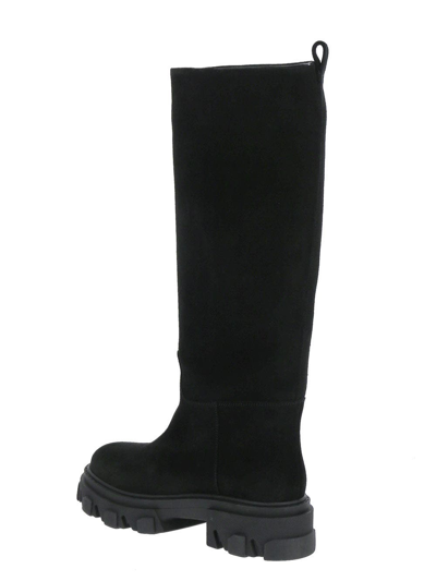 Gia Borghini Black Slip-on Boots With Chunky Sole In Black