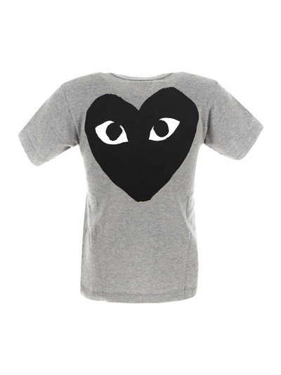 Shop Comme Des Garçons Play Grey Printed Logo T-shirt