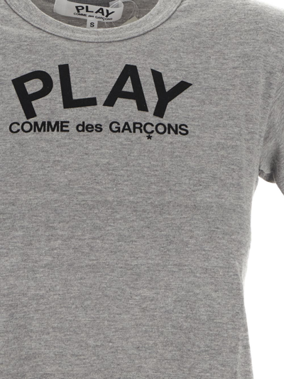 Shop Comme Des Garçons Play Grey Printed Logo T-shirt