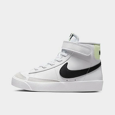 Shop Nike Little Kids' Blazer Mid '77 Hook-and-loop Casual Shoes In White/black/barely Volt