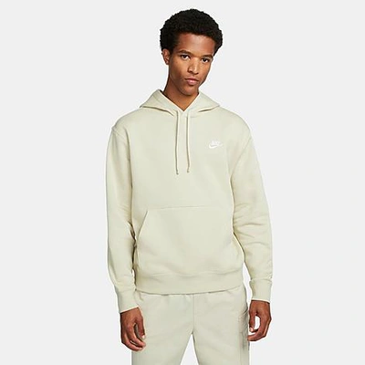 Shop Nike Sportswear Club Fleece Embroidered Hoodie In Rattan/rattan/white