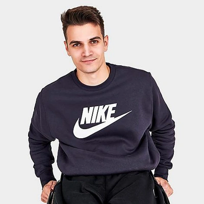Shop Nike Sportswear Club Fleece Futura Logo Crewneck Sweatshirt In Cave Purple