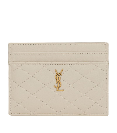 Shop Saint Laurent Leather Gaby Card Holder In White