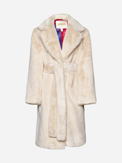 Shop Apparis Mona 2 Faux Fur Coat In Oat