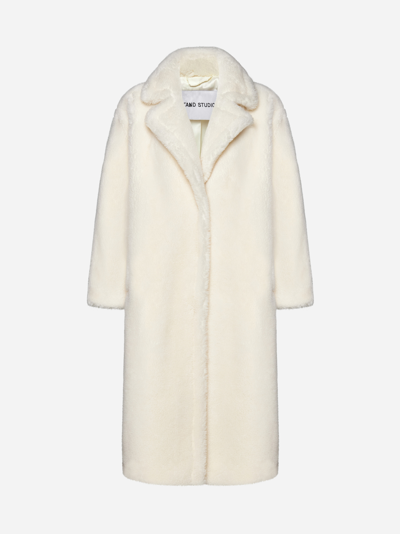 Shop Stand Studio Maria Faux Shearling Coat In White