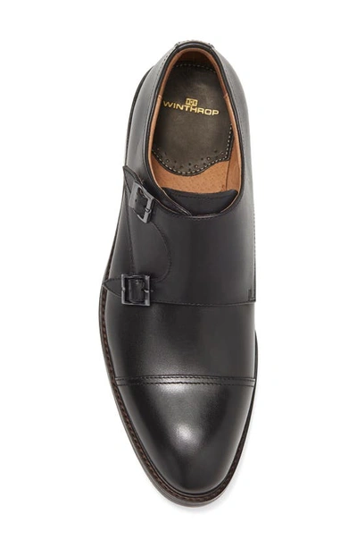 Winthrop Parklane Suede Double Monk Strap Shoe In Black