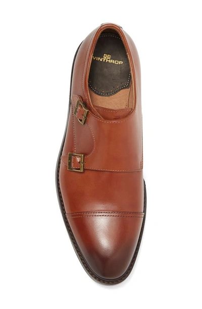 Winthrop Parklane Suede Double Monk Strap Shoe In Cognac