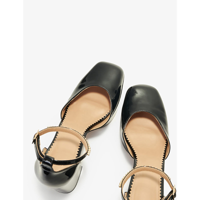 Shop Maje Womens Noir / Gris Franci Gem-embellished Leather Platform Heels In Black