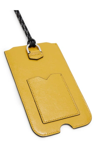 Shop Allsaints Cybelle Leather Phone Holder On A Lanyard In Mustard