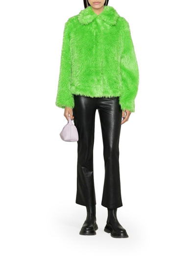 Shop Msgm Faux Fur Jacket In Green