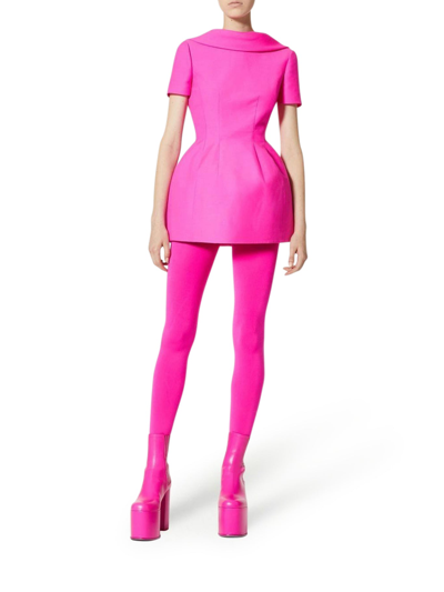 Shop Valentino Short Dress With Back Neckline In Pink & Purple