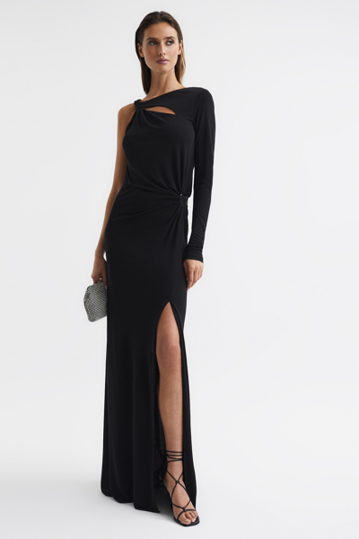 Shop Reiss Catalina - Black Cut Out Hardware Detail Jersey Maxi Dress, Us 0